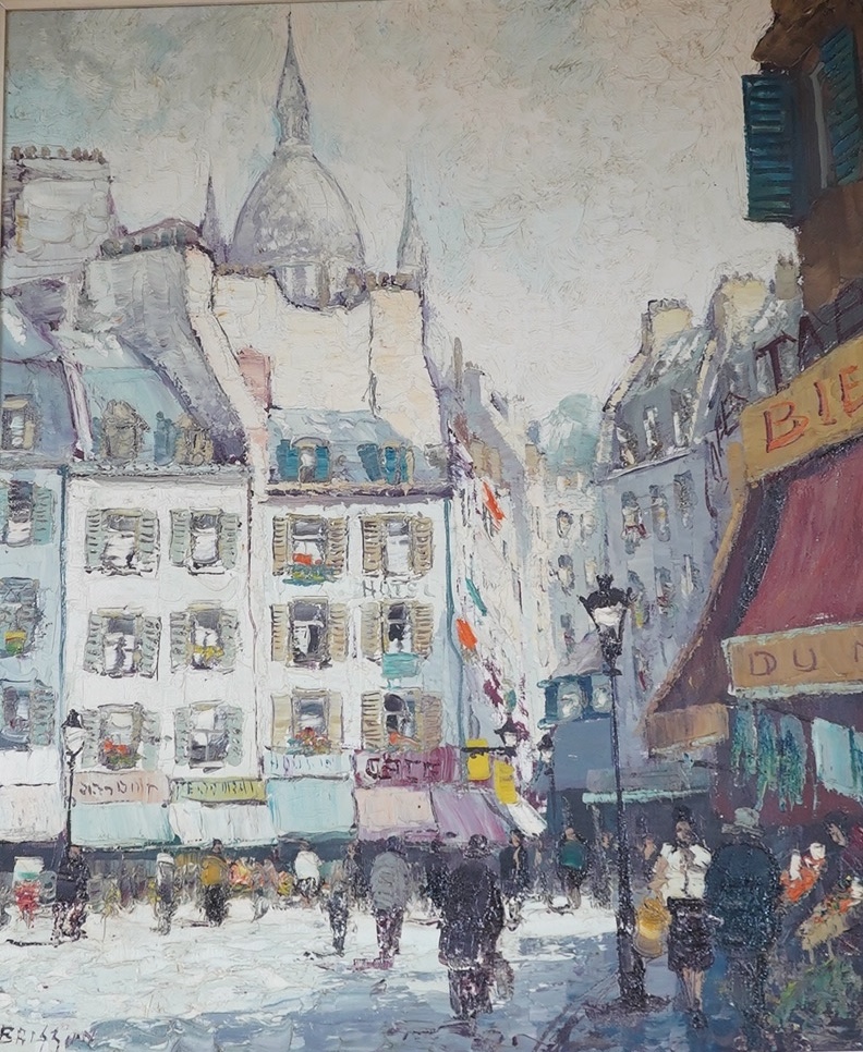 Brizzon, oil on canvas, Parisian street scene, 60x50cm. Condition - good